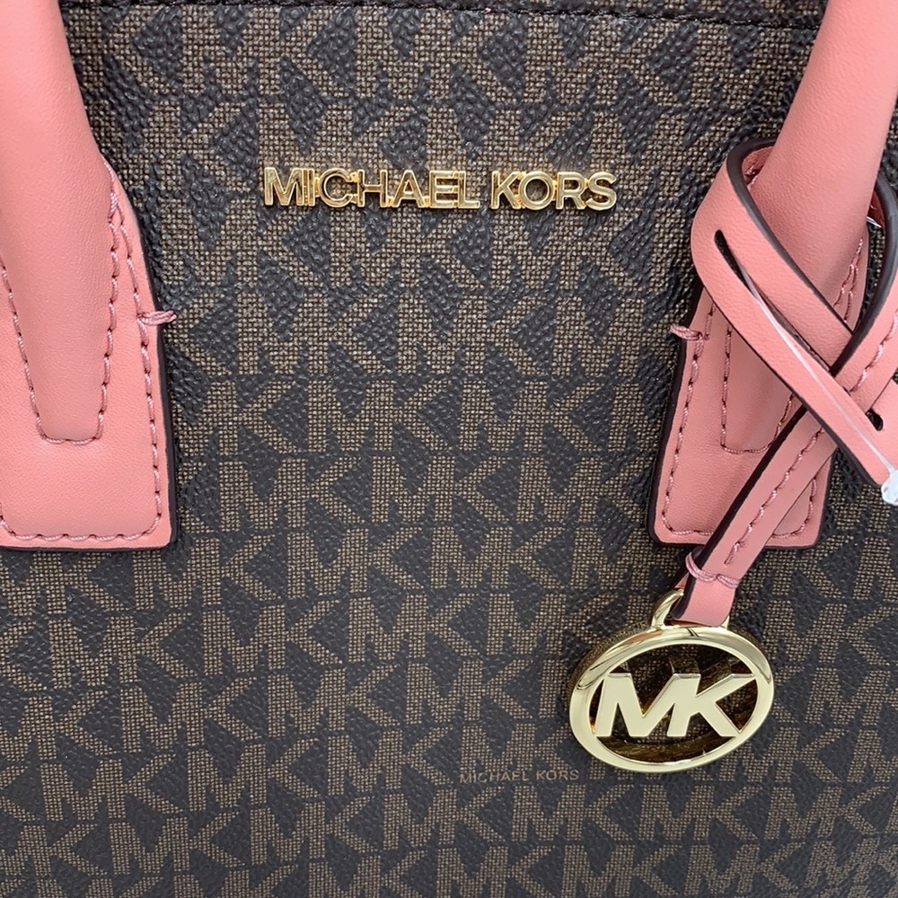 Michael Kors Avril Small Logo Top-Zip Satchel Sunset Rose - Picture 14 of 16
